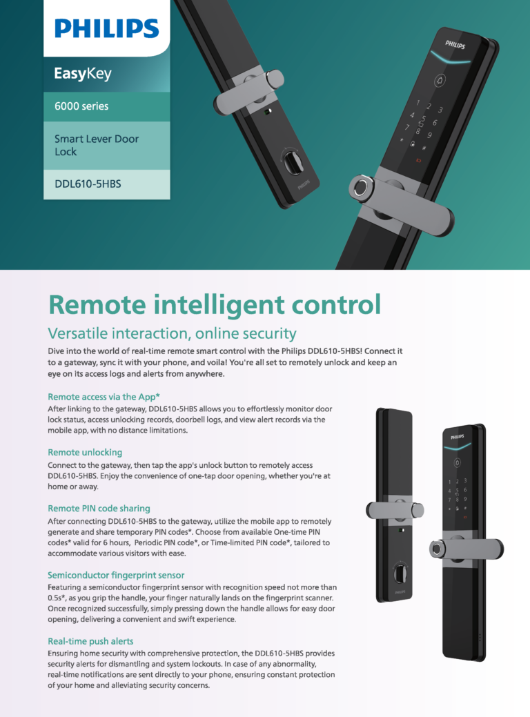 6000 Series Smart Lever Door Lock – Philips EasyKey Egypt